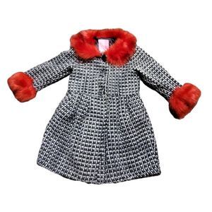 Good Lad Toddler Houndstooth Faux Fur frock jacket 3T